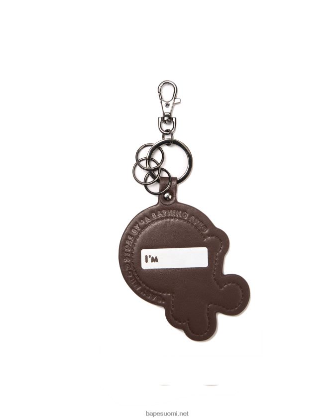 kahvia miehet A Bathing Ape nimilappu avaimenperä 8HT2D81173