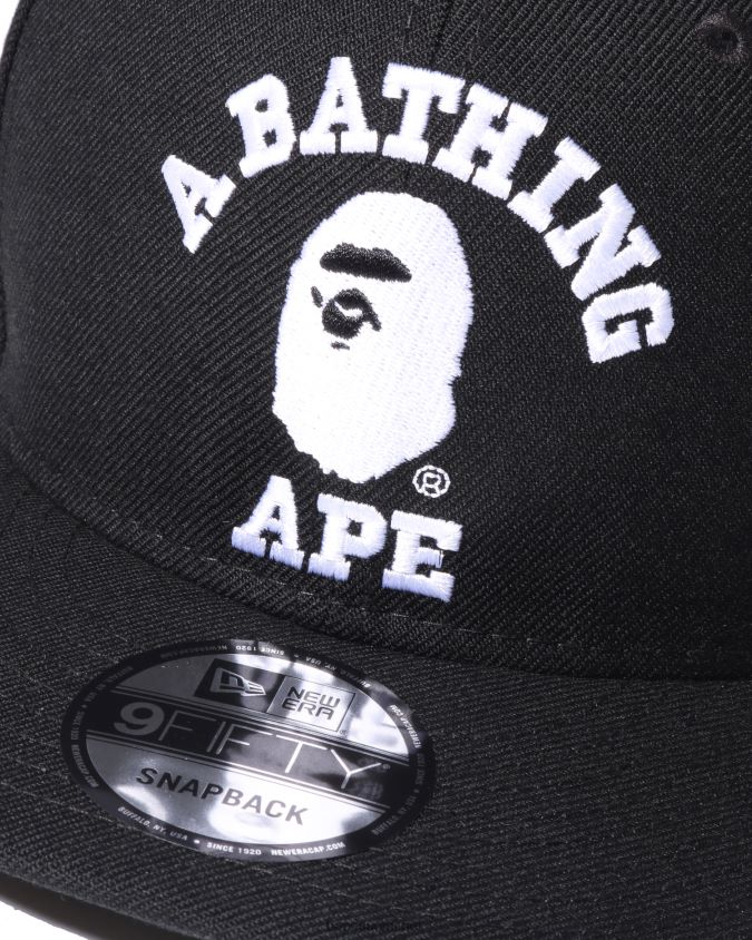 musta miehet A Bathing Ape college new era snap back cap 8HT2D8575