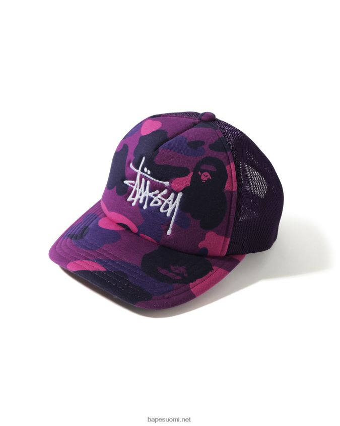 violetti miehet A Bathing Ape x stussy trucker cap 8HT2D8584