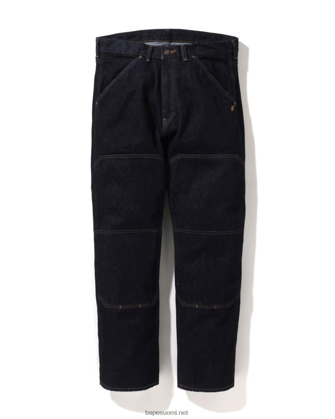 denim miehet A Bathing Ape kaksinkertainen polvi löysät farkkuhousut 8HT2D8347