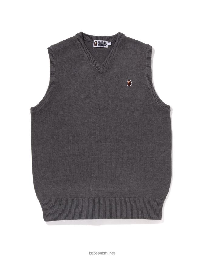 harmaa miehet A Bathing Ape pää yksipisteneulottu liivi 8HT2D8224