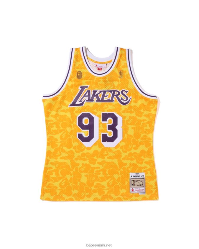 keltainen miehet A Bathing Ape x m&n los angeles lakers jersey toppi 8HT2D8369