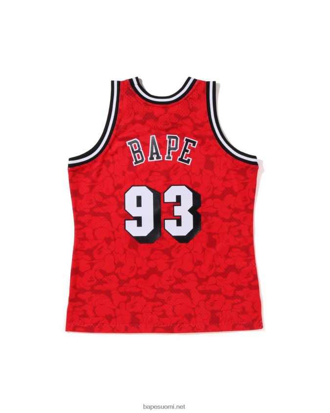 kirkkaan punainen miehet A Bathing Ape x m&n miami heat jersey toppi 8HT2D8364