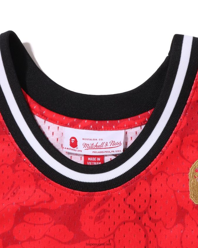 kirkkaan punainen miehet A Bathing Ape x m&n miami heat jersey toppi 8HT2D8364