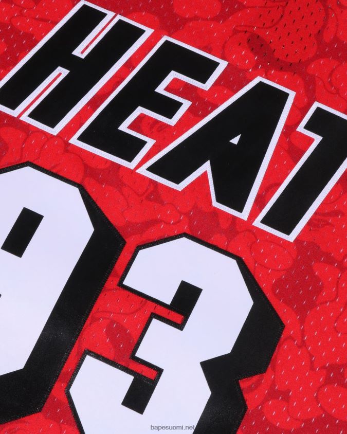 kirkkaan punainen miehet A Bathing Ape x m&n miami heat jersey toppi 8HT2D8364