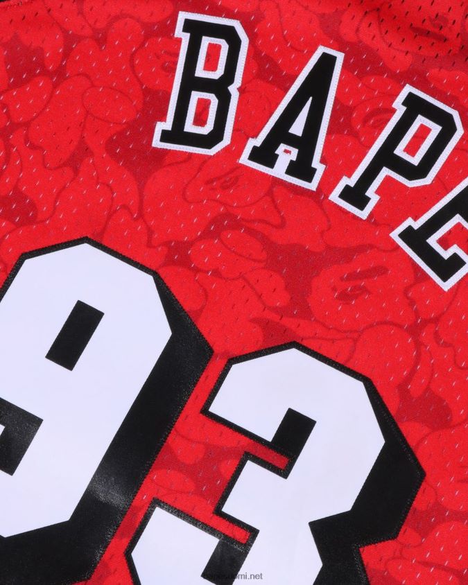 kirkkaan punainen miehet A Bathing Ape x m&n miami heat jersey toppi 8HT2D8364