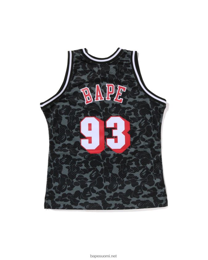 musta miehet A Bathing Ape x m&n miami heat jersey toppi 8HT2D8365