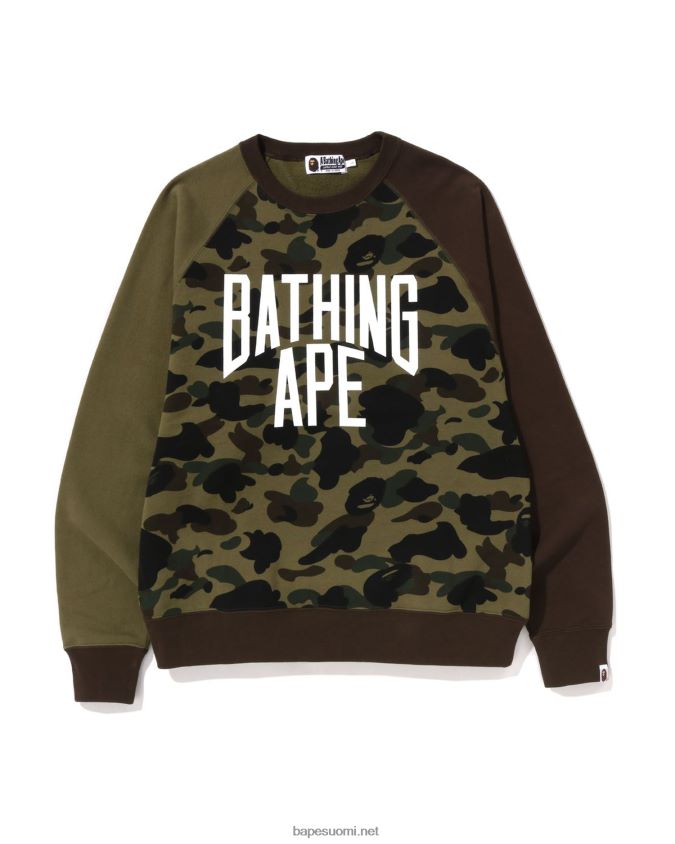 armeijan vihreä miehet A Bathing Ape 1. camo hullun rento istuvuus crewneck 8HT2D8286
