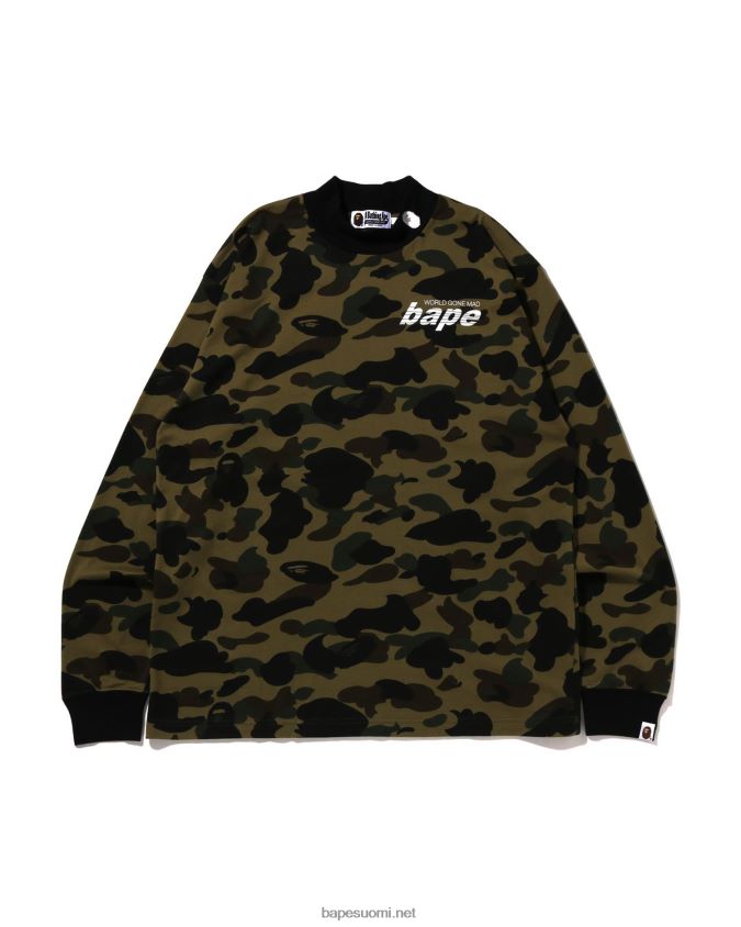 armeijan vihreä miehet A Bathing Ape 1. camo mock kaula rento t-paita 8HT2D8140