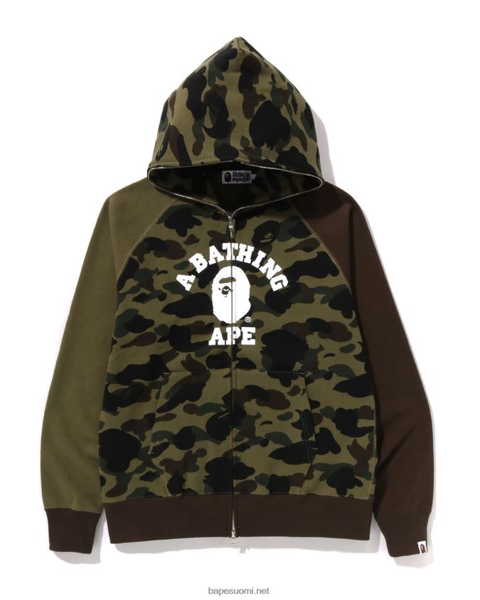 armeijan vihreä miehet A Bathing Ape 1st camo crazy college full zip huppari 8HT2D8254
