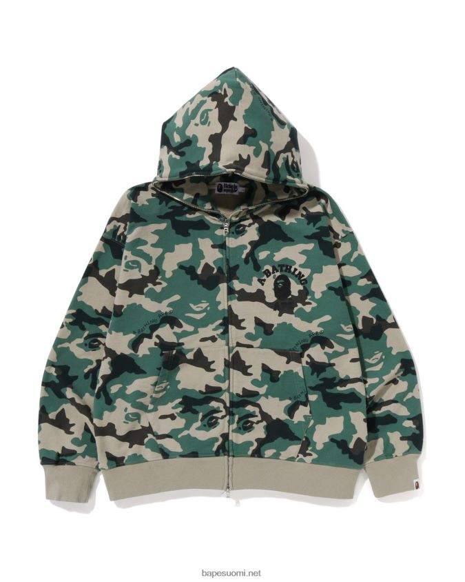 armeijan vihreä miehet A Bathing Ape Woodland camo löysä istuvuus koko vetoketjullinen huppari 8HT2D8219