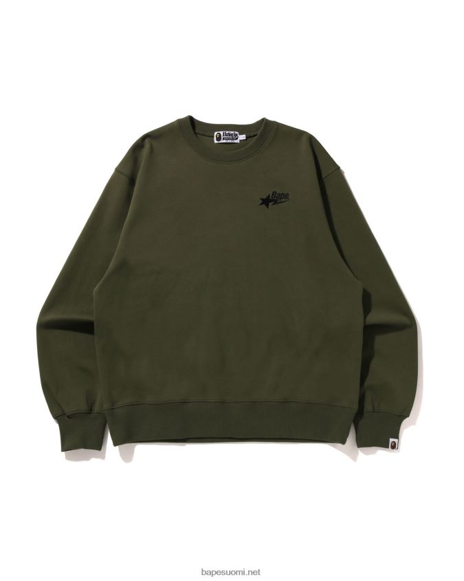 armeijan vihreä miehet A Bathing Ape logo rento istuvuus pyöreä kaula 8HT2D8325