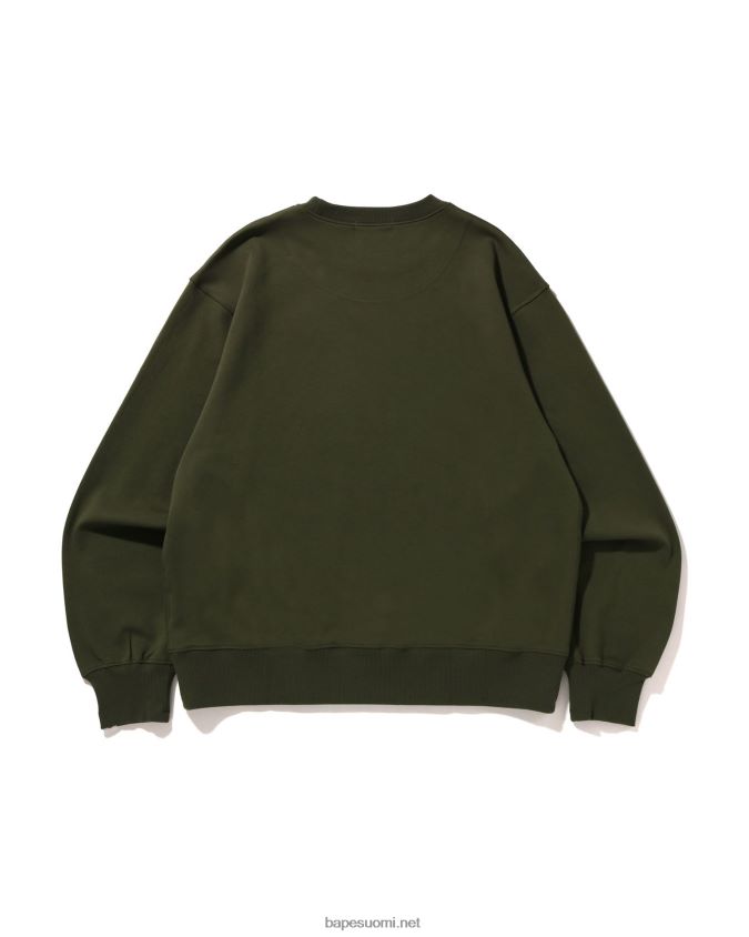 armeijan vihreä miehet A Bathing Ape logo rento istuvuus pyöreä kaula 8HT2D8325