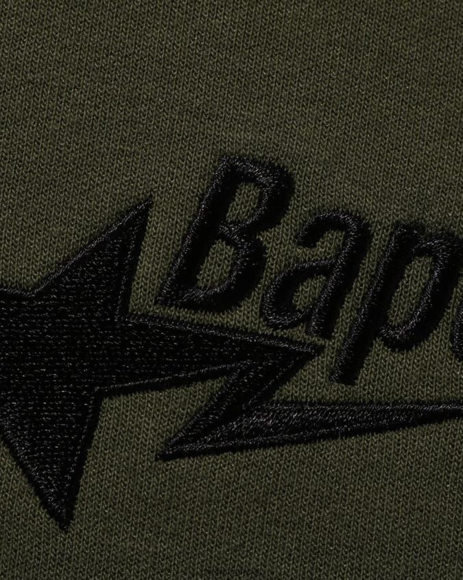 armeijan vihreä miehet A Bathing Ape logo rento istuvuus pyöreä kaula 8HT2D8325