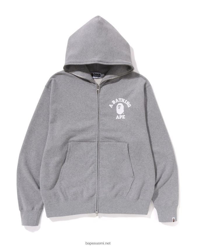 harmaa miehet A Bathing Ape college rennon istuvuuden koko vetoketjullinen huppari 8HT2D8235