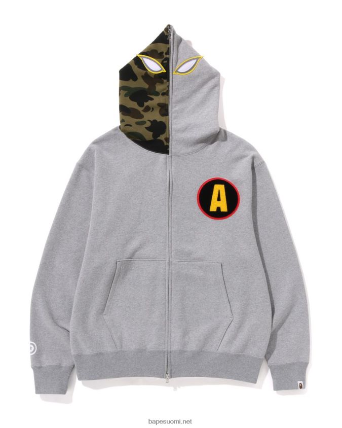 harmaa miehet A Bathing Ape shadow rennon istuvuuden koko vetoketjullinen huppari 8HT2D8180