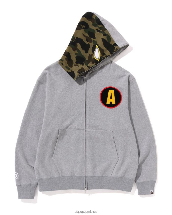 harmaa miehet A Bathing Ape shadow rennon istuvuuden koko vetoketjullinen huppari 8HT2D8180