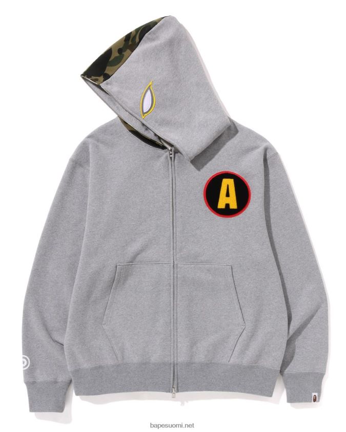 harmaa miehet A Bathing Ape shadow rennon istuvuuden koko vetoketjullinen huppari 8HT2D8180