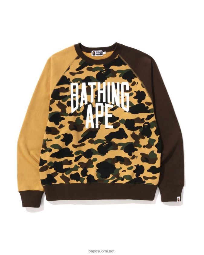 keltainen miehet A Bathing Ape 1. camo hullun rento istuvuus crewneck 8HT2D8287