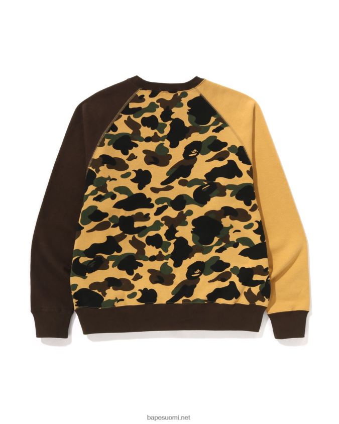 keltainen miehet A Bathing Ape 1. camo hullun rento istuvuus crewneck 8HT2D8287