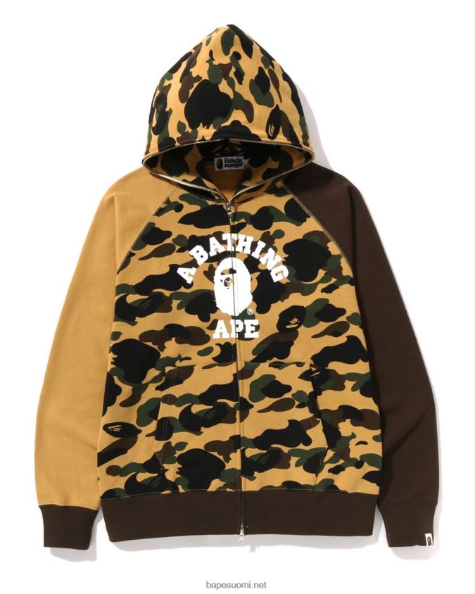 keltainen miehet A Bathing Ape 1st camo crazy college full zip huppari 8HT2D8255