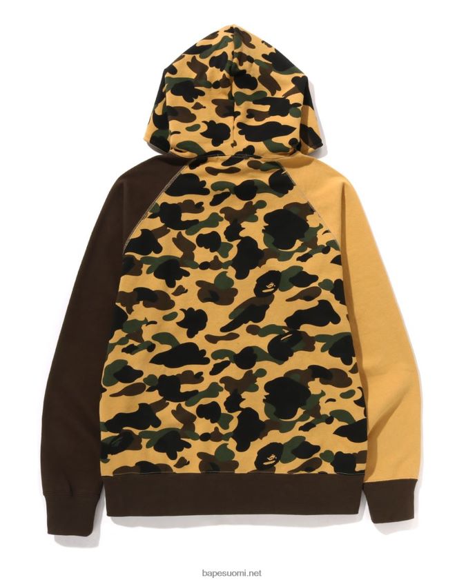 keltainen miehet A Bathing Ape 1st camo crazy college full zip huppari 8HT2D8255
