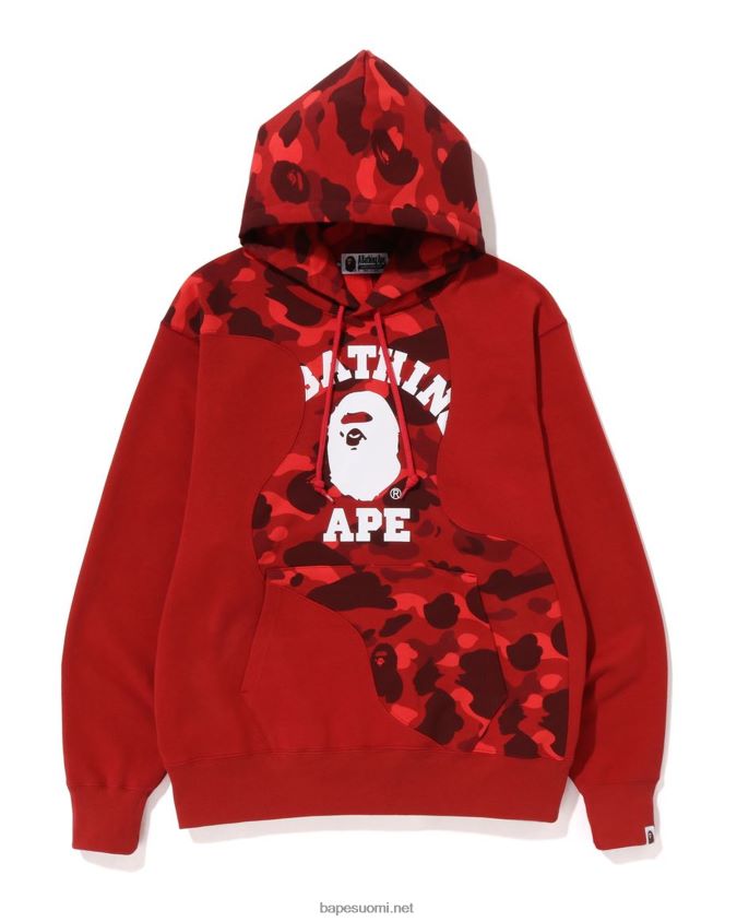kirkkaan punainen miehet A Bathing Ape värillinen camo college-leikkaus rento huppari 8HT2D8299