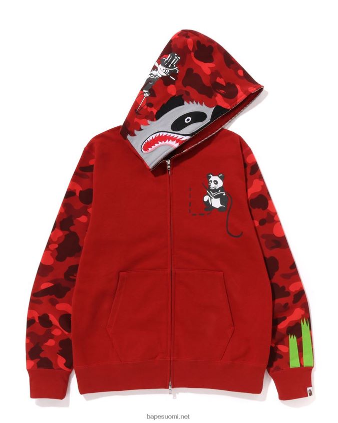 kirkkaan punainen miehet A Bathing Ape värillinen camo panda täysi vetoketjullinen huppari 8HT2D8188