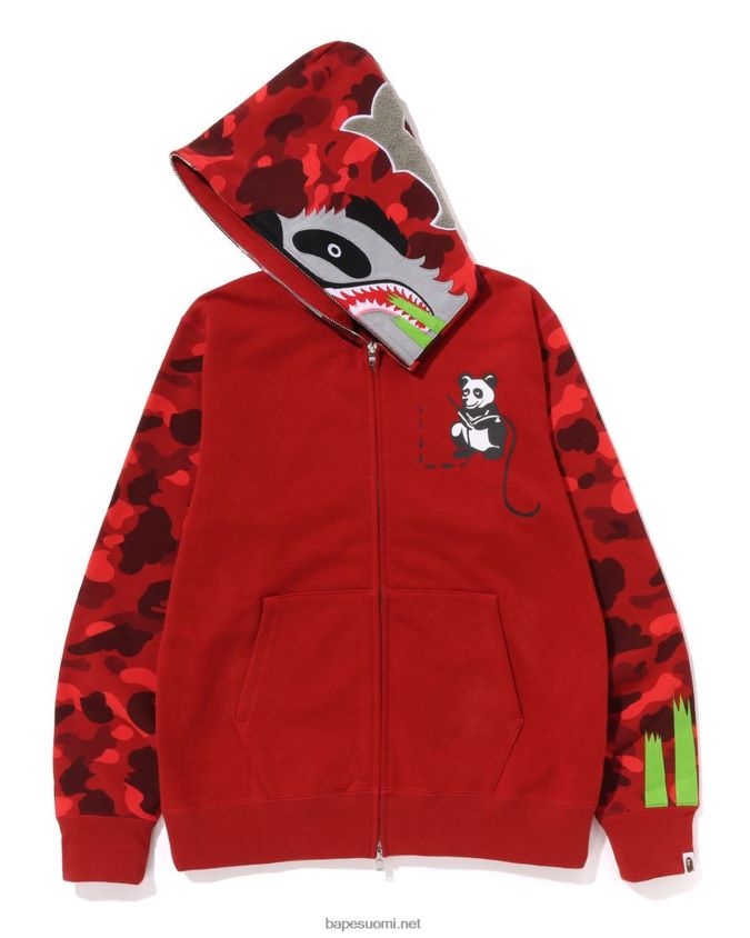 kirkkaan punainen miehet A Bathing Ape värillinen camo panda täysi vetoketjullinen huppari 8HT2D8188