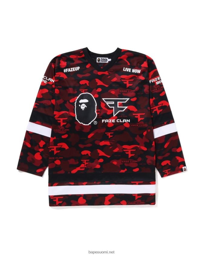 kirkkaan punainen miehetbape x faze klaanin jääkiekkopaita 8HT2D8262