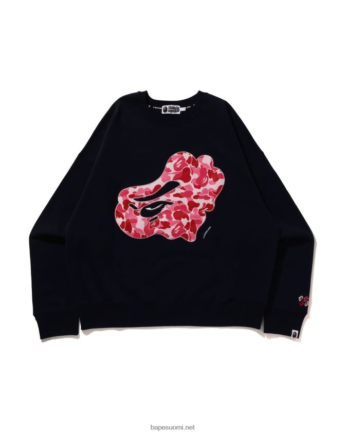 laivastonsininen miehet A Bathing Ape abc camo patch rento istuvuus crewneck 8HT2D8201