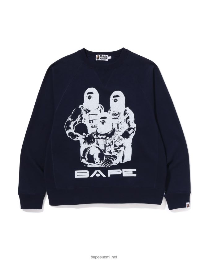 laivastonsininen miehet A Bathing Ape rento istuvuus pyöreä kaula 8HT2D8261