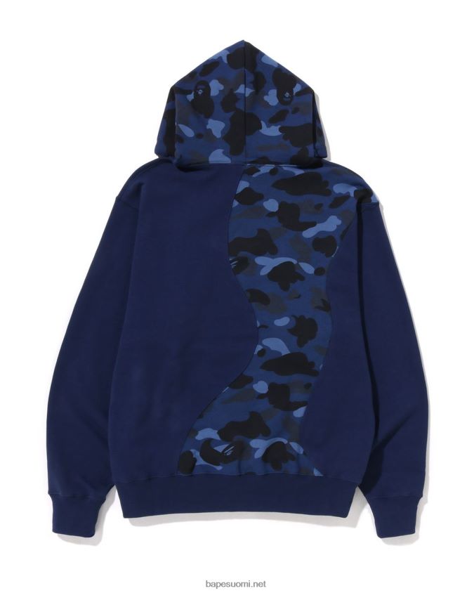 laivastonsininen miehet A Bathing Ape värillinen camo college-leikkaus rento huppari 8HT2D8297