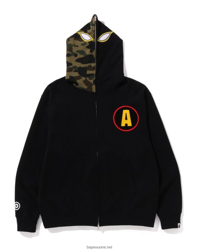 musta miehet A Bathing Ape shadow rennon istuvuuden koko vetoketjullinen huppari 8HT2D8179