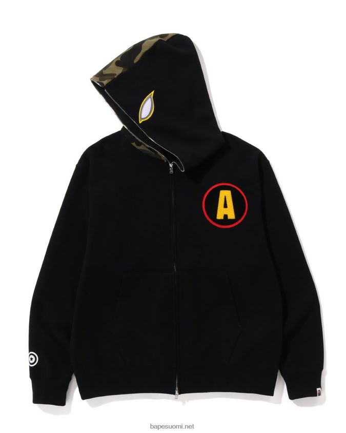 musta miehet A Bathing Ape shadow rennon istuvuuden koko vetoketjullinen huppari 8HT2D8179