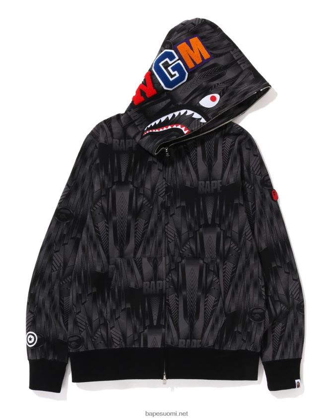 musta miehet A Bathing Ape speed racer shark -täysvetoketjuhuppari 8HT2D8302