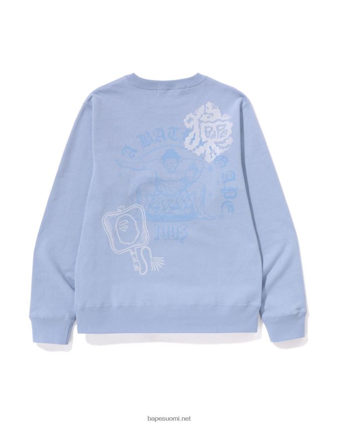 sininen miehet A Bathing Ape japanilainen kulttuuri sumo crewneck 8HT2D8184