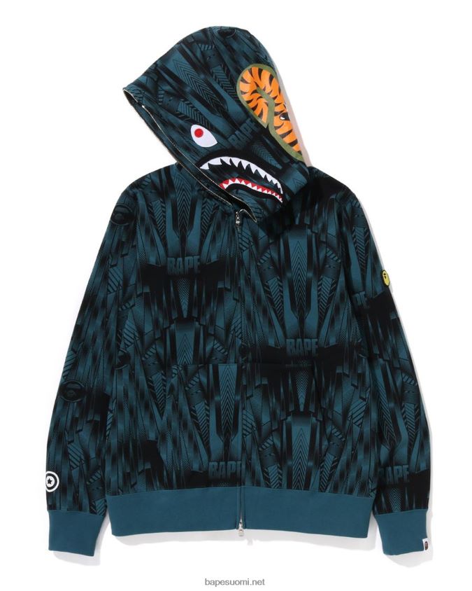sininen miehet A Bathing Ape speed racer shark -täysvetoketjuhuppari 8HT2D8303