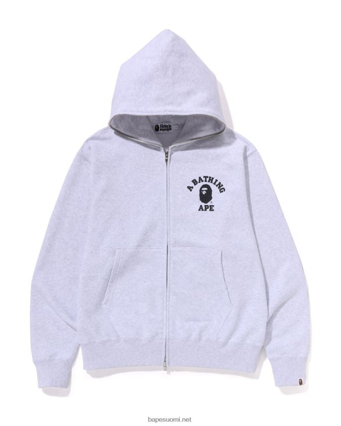 vaalean harmaa miehet A Bathing Ape college rennon istuvuuden koko vetoketjullinen huppari 8HT2D8234