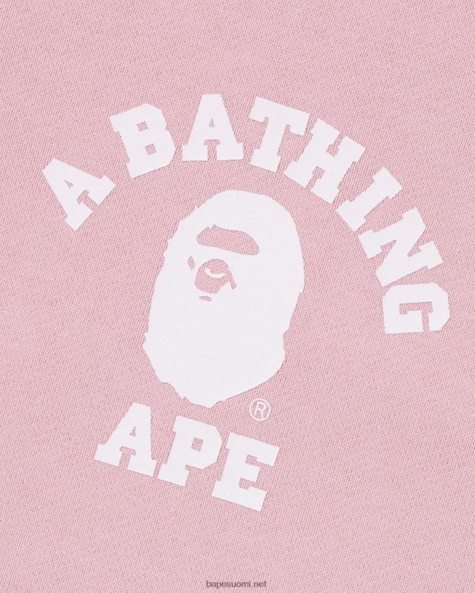 vaaleanpunainen miehet A Bathing Ape college rennon istuvuuden koko vetoketjullinen huppari 8HT2D8236