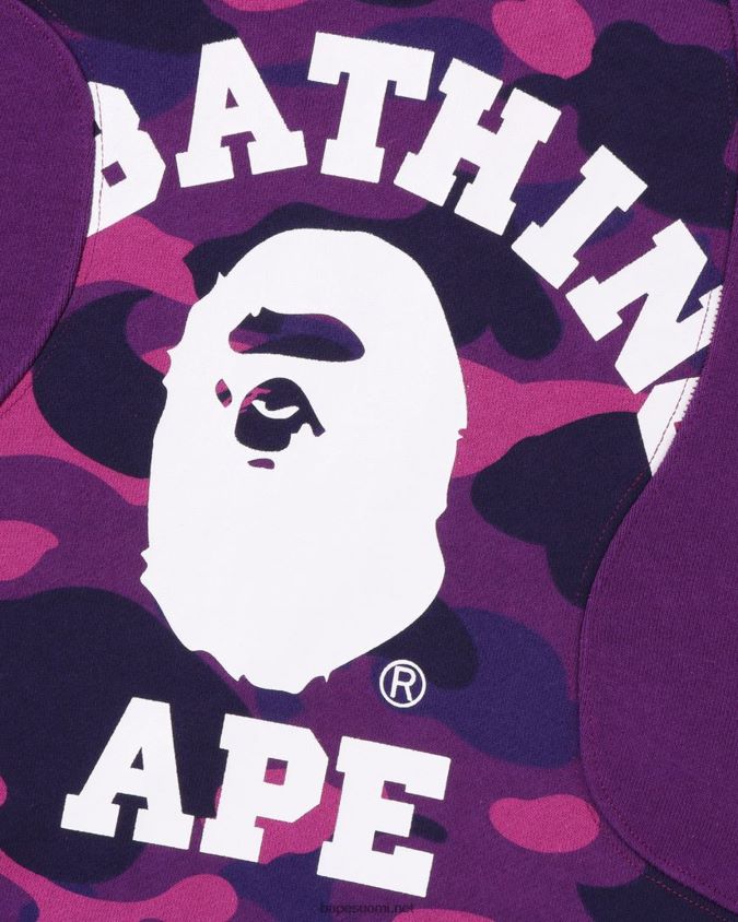 violetti miehet A Bathing Ape värillinen camo college-leikkaus rento huppari 8HT2D8298