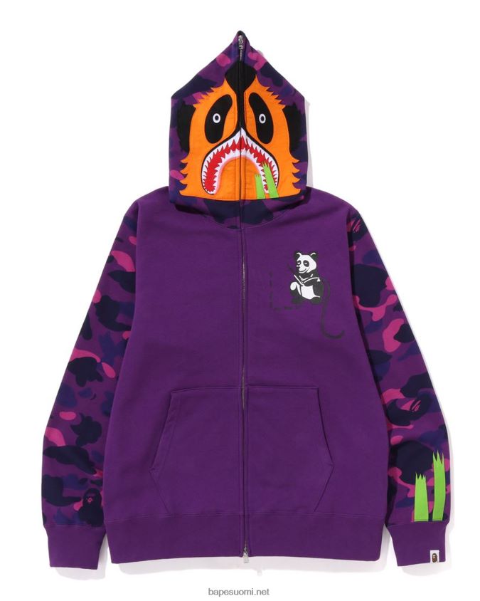 violetti miehet A Bathing Ape värillinen camo panda täysi vetoketjullinen huppari 8HT2D8187