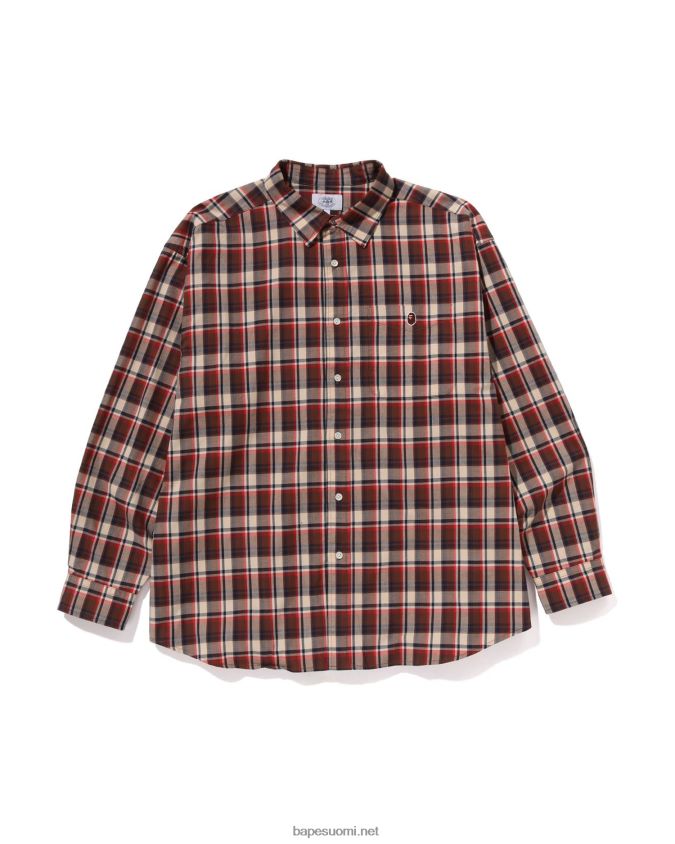 kirkkaan punainen miehet A Bathing Ape minicheck löysä paita 8HT2D8231