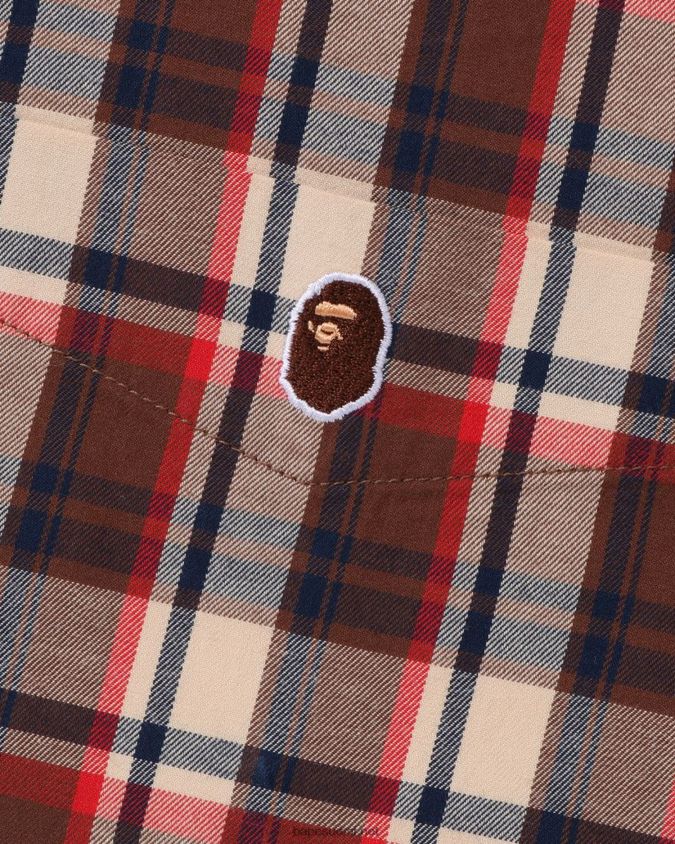kirkkaan punainen miehet A Bathing Ape minicheck löysä paita 8HT2D8231