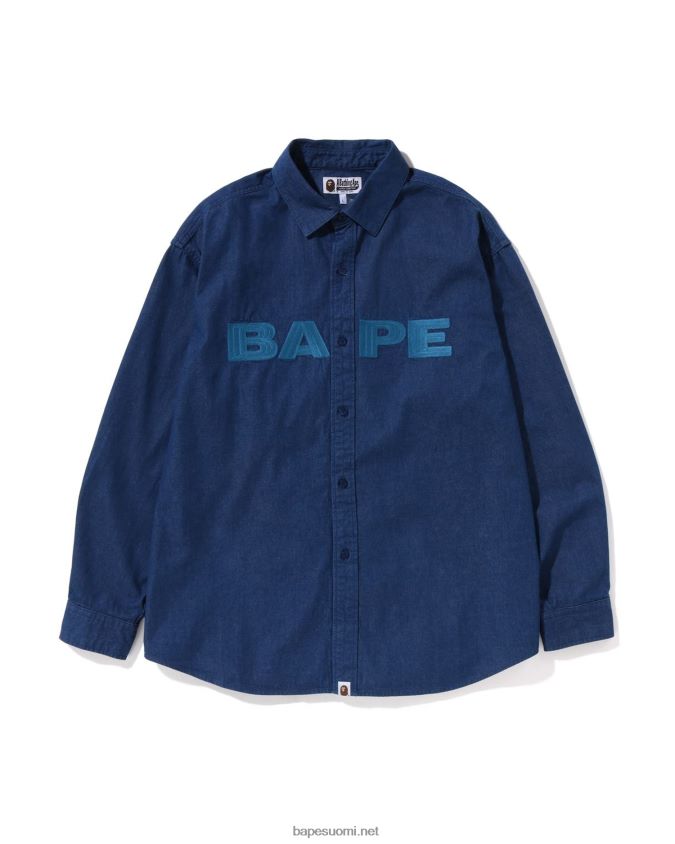 laivastonsininen miehet A Bathing Ape denim löysä paita 8HT2D8225