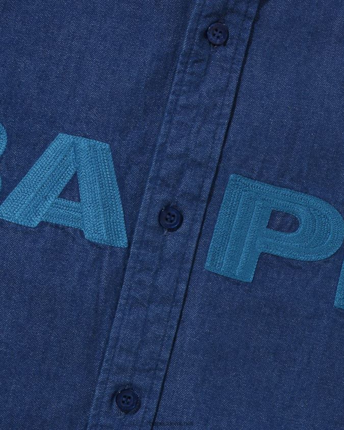 laivastonsininen miehet A Bathing Ape denim löysä paita 8HT2D8225