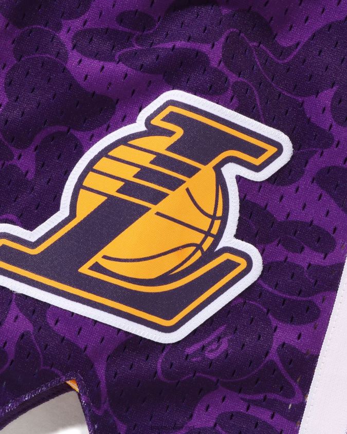 keltainen miehet A Bathing Ape x m&n los angeles lakers jersey shortsit 8HT2D8362