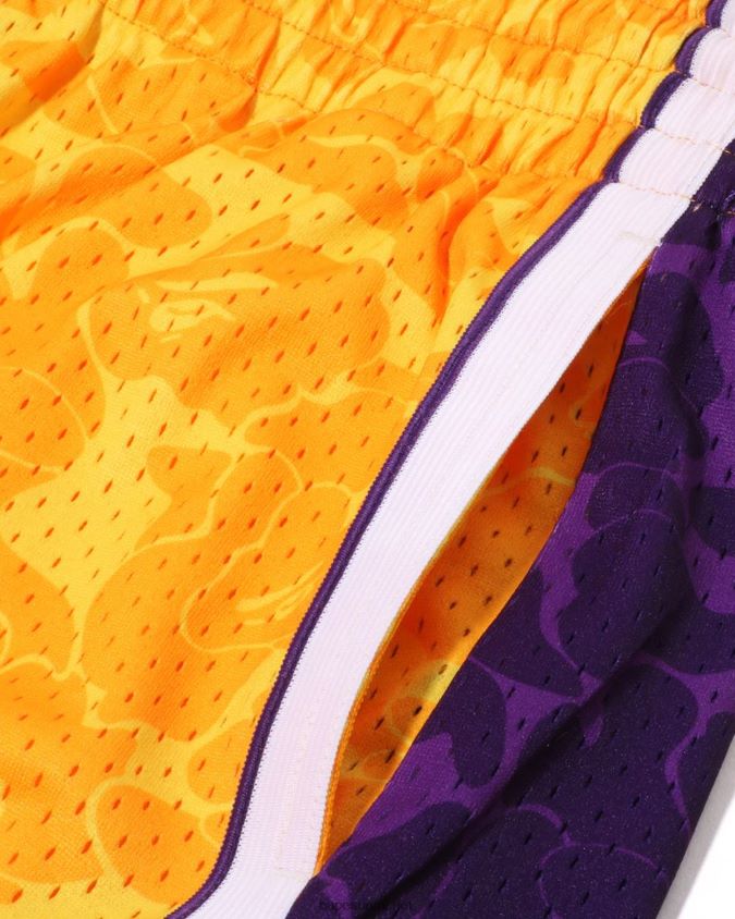 keltainen miehet A Bathing Ape x m&n los angeles lakers jersey shortsit 8HT2D8362
