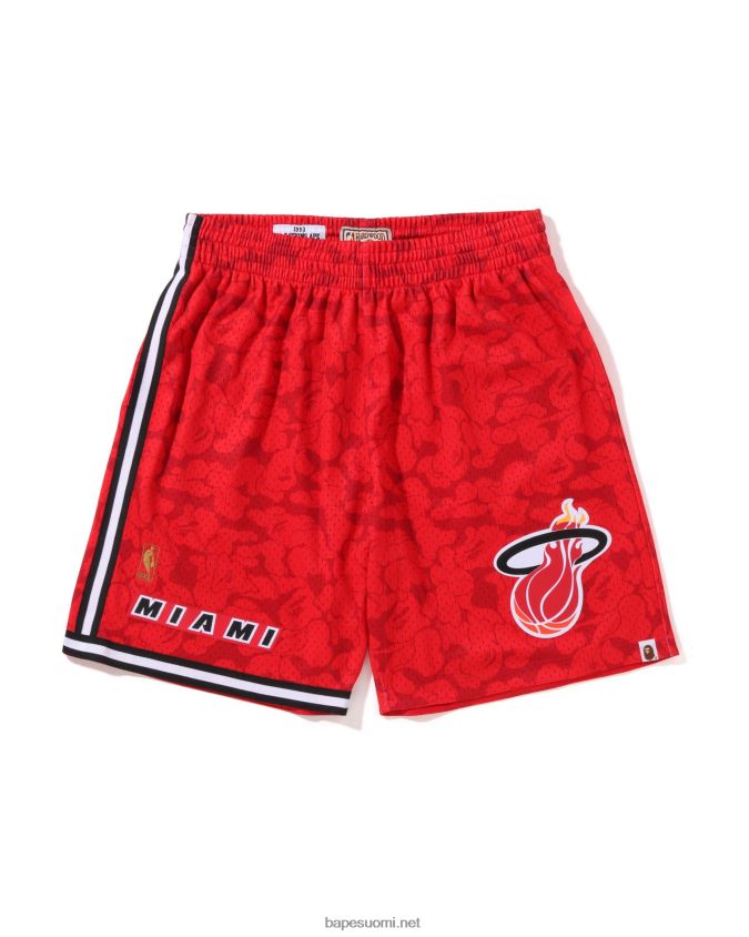 kirkkaan punainen miehet A Bathing Ape x m&n miami heat jersey shortsit 8HT2D8370