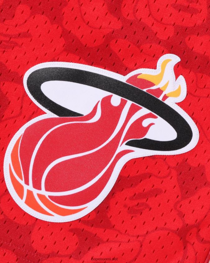 kirkkaan punainen miehet A Bathing Ape x m&n miami heat jersey shortsit 8HT2D8370